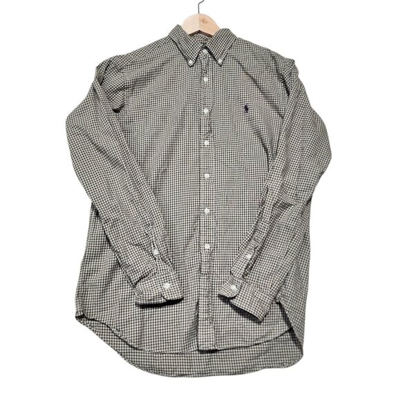 Ralph Lauren Mens Classic Fit Green & White Plaid Button-Down Shirt Size L - Picture 9 of 9